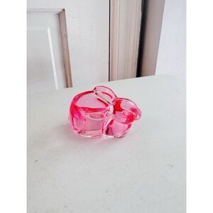 Vtg Indiana Glass Votive Tea Light Candle Holder Pink Bunny Yankee Easter Animal